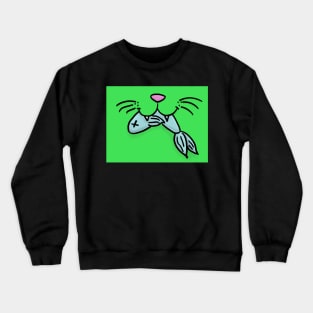 Cat Mouth With Fish (Green) Crewneck Sweatshirt